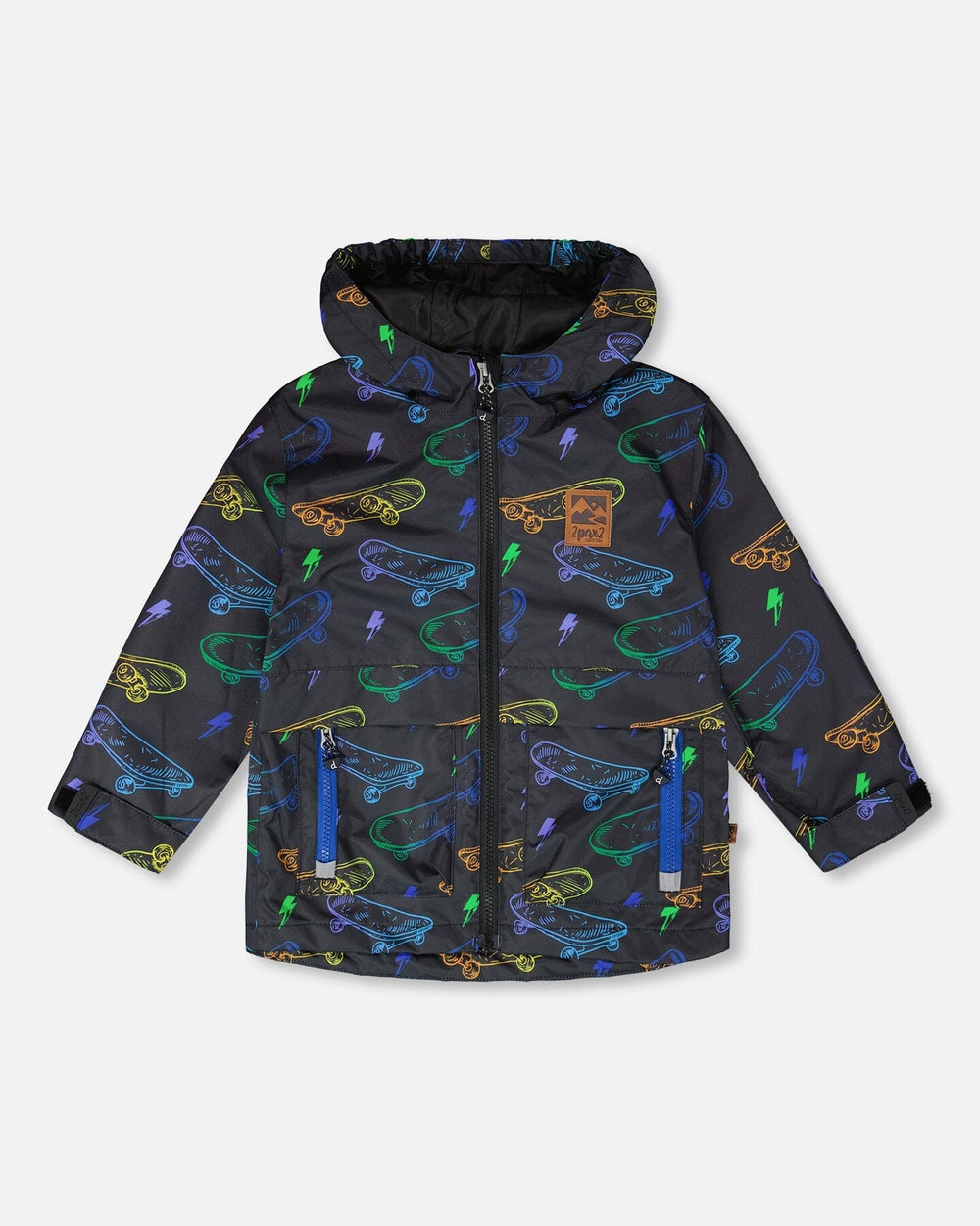 Veste mi-saison noire skateboards imprimés