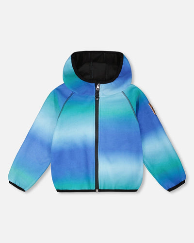 Veste polaire coupe-vent dégradé bleu à noir