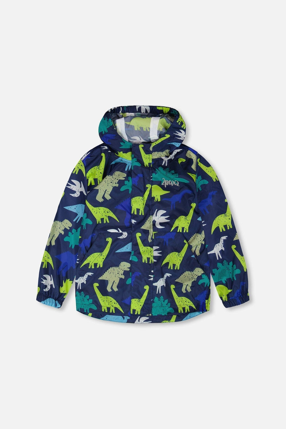 Packable Windbreaker In Polyester Blue Dinosaur Print