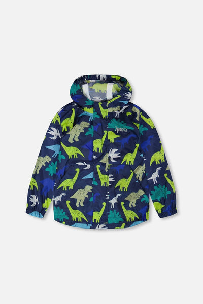 Coupe-vent compressible en polyester imprimé dinosaures bleus