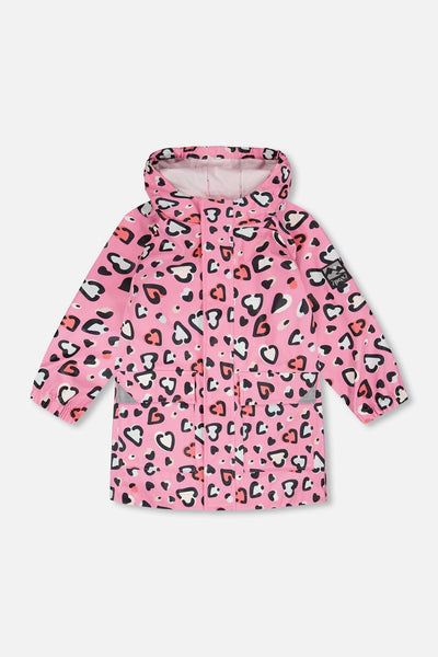 Imperméable rose à cœurs changeant de couleur