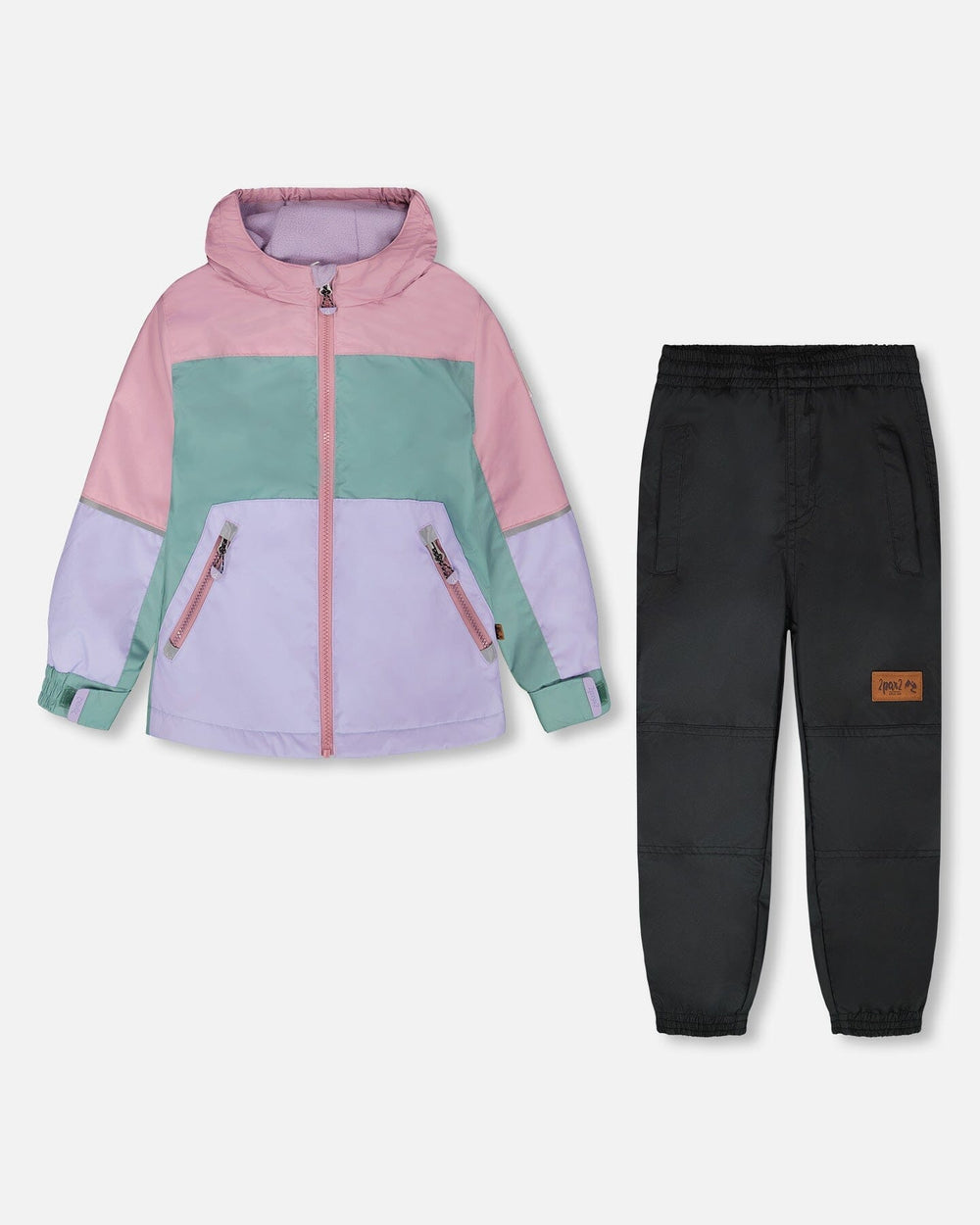 Two-Piece Mid-Season Outerwear Set Mauve Colorblock