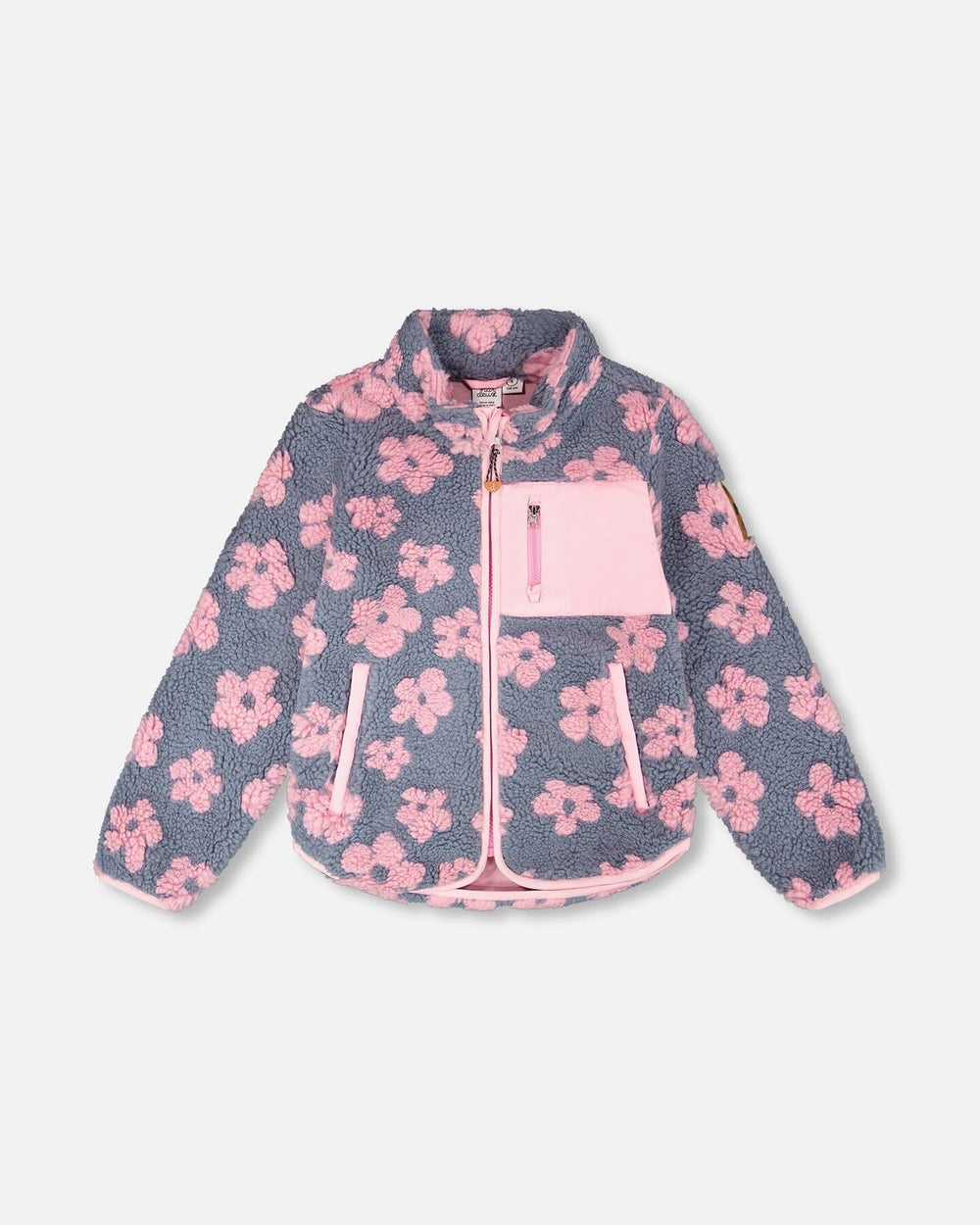 Sherpa Jacket Pink Flowers — Deux par Deux