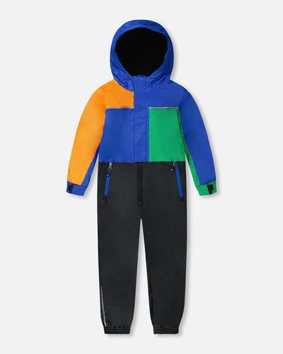 Vêtement d'extérieur une pièce mi-saison color-block bleu roi pour enfant