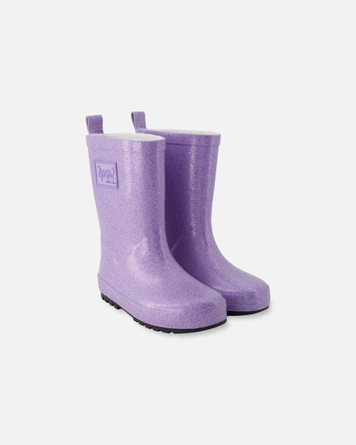 Rain Boots In Natural Rubber Purple Glitter