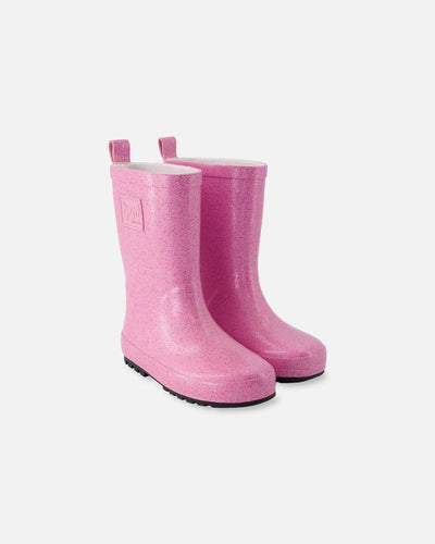 Bottes de pluie en caoutchouc naturel à paillettes roses
