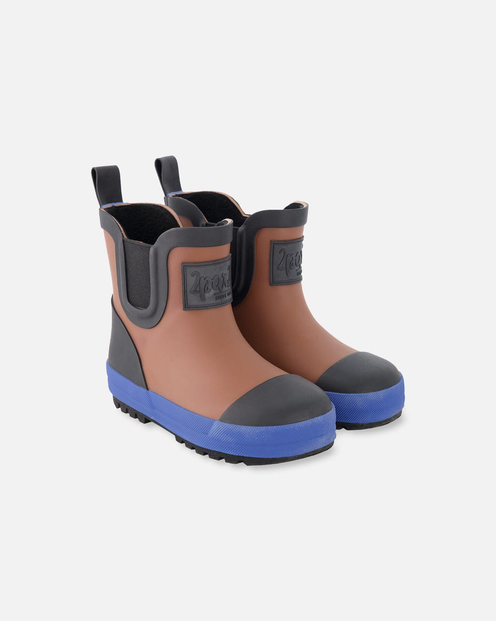Short Rain Boots In Natural Rubber Brown — Deux par Deux