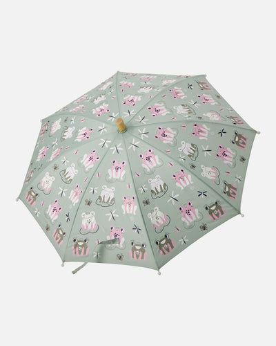 Parapluie à Imprimé Grenouille Verte Changeant de Couleur