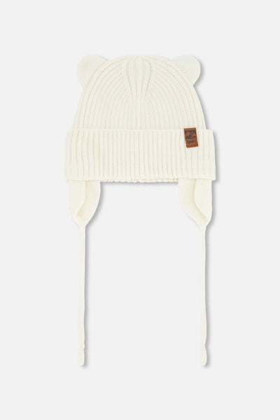 Bonnet tricoté bébé blanc cassé