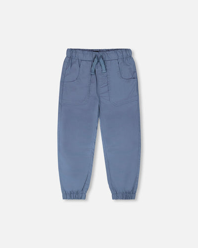 Pantalon de jogging parachute bleu gris avec poches plaquées