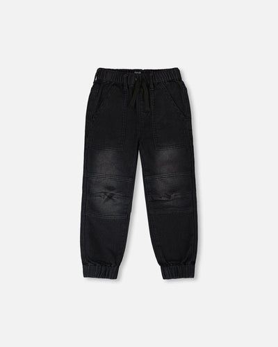 Jogger en jean French Terry extensible gris