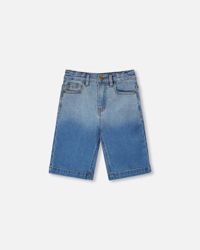 Bermuda Stretch Jean Dégradé Gris-Bleu