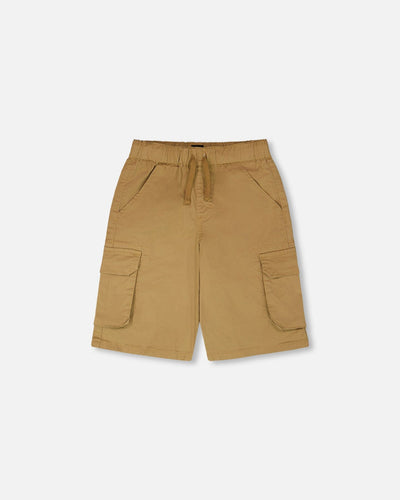 Stretch Twill Bermuda With Cargo Pockets Beige