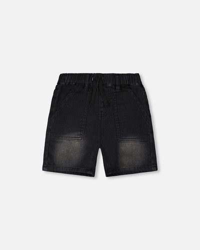 French Terry Grey Denim Shorts