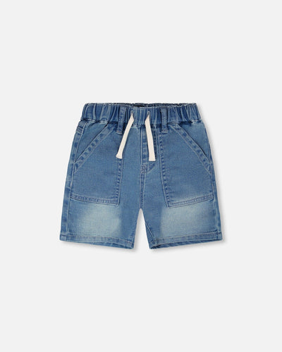 Short en jean molletonné bleu clair