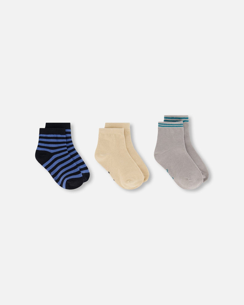 Socks (3 Pairs) Set Striped Blue And Black — Deux par Deux
