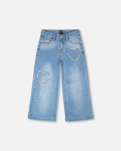 Jean en denim bleu clair à jambes larges