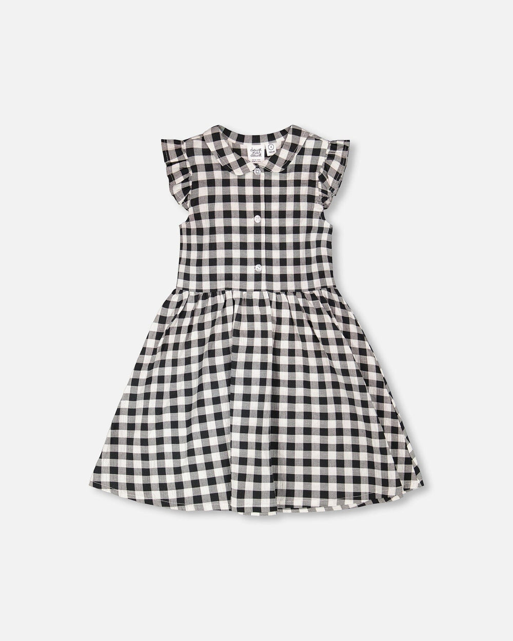 Robe chemise sans manches Vichy noir