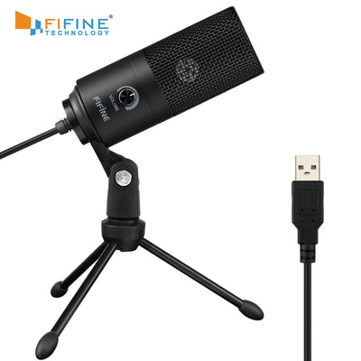 Fifine Microphone à Condensateur USB en Métal pour Ordinateur Portable Windows, Microphone Cardioïde de Studio pour Enregistrement Vocal, Voix Off, Vidéo-K669