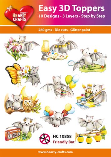 Hearty Crafts - Dessus de gâteau 3D Facile Chauve-souris Amicale