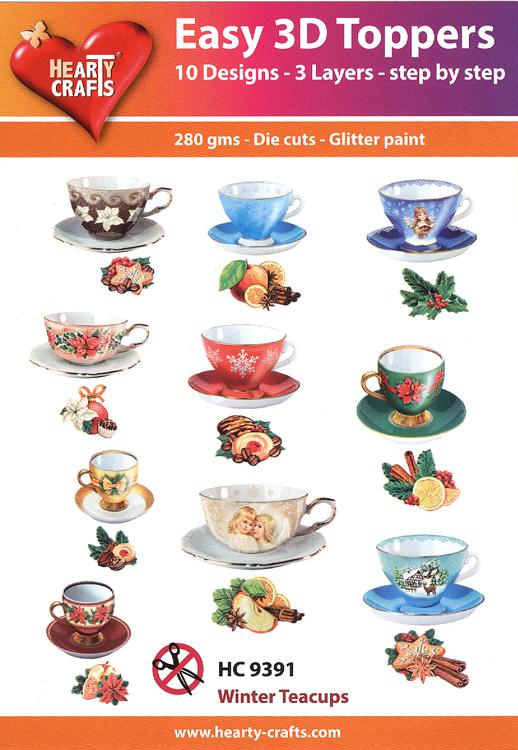 Toppers 3D faciles : Tasses à thé d'hiver