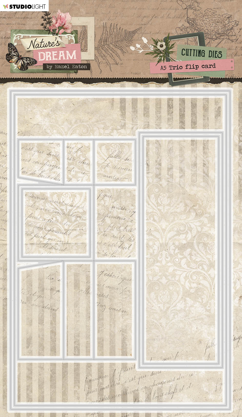 HEN Matrices de découpe A5 Trio Flip Card Natures Dream 145x210x1mm 6 PC nr.708