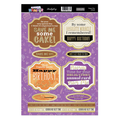 Hunkydory Humour Feuille de toppers - Joyeux anniversaire