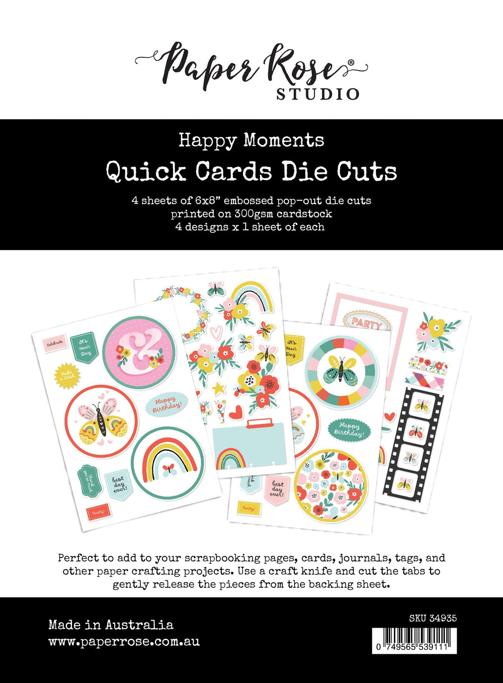 Matrices de découpe pour cartes rapides Happy Moments 34935