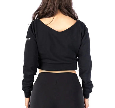 Headrush Angel Wings Cropped V-Neck Sweatshirt