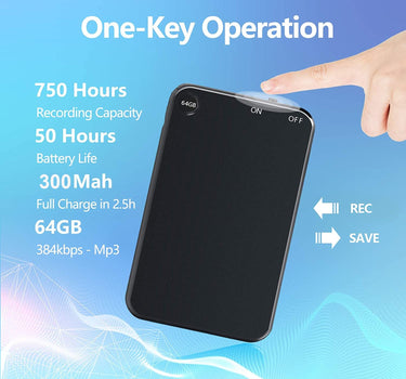 V15 300mAh USB Flash 64G Digital Voice Activated Recorders Super Thin Mini Body 50H Continuous Dictaphone Audio Recording Device