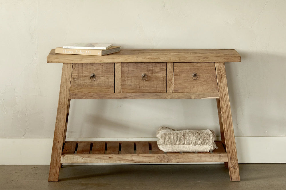 3-Drawer Recycled Teak Console