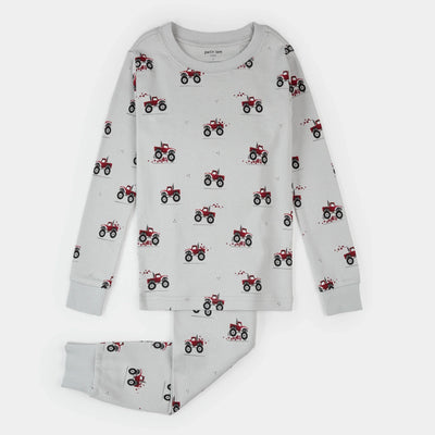 Monster Truck Love Print on Lunar Rock PJ Set | Petit Lem