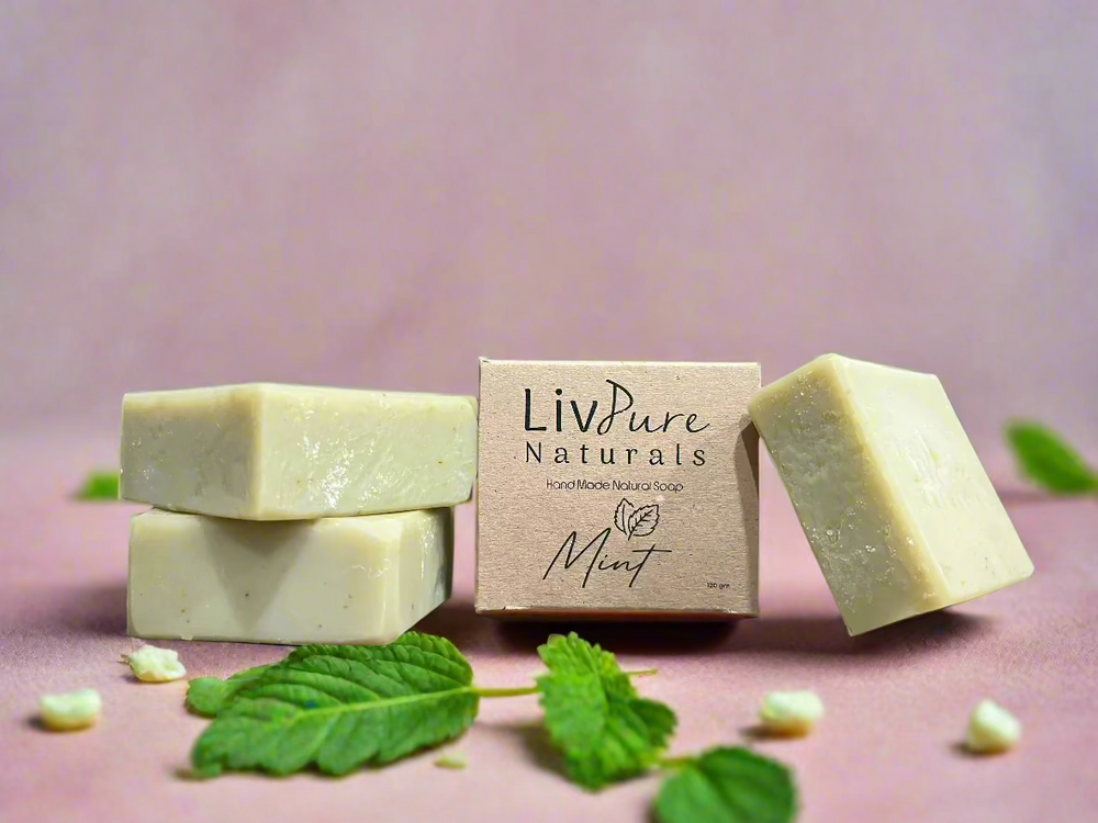 Mint-Olive Oil Bar Soap | Cooling Spearmint & Herbal Organic Bar | Natural Detox, Oily Skin Refresh