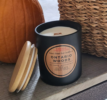 Ontario Woods:  wood wick soy candle 8oz