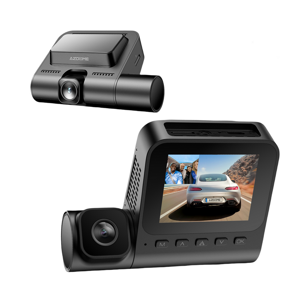 AZDOME Dash Cam V600 Écran 2,4 po Caméra de voiture 2x1080P+480P Capteur G Super vision nocturne DVR de voiture Mode de stationnement 24H Prise en charge de caméra arrière