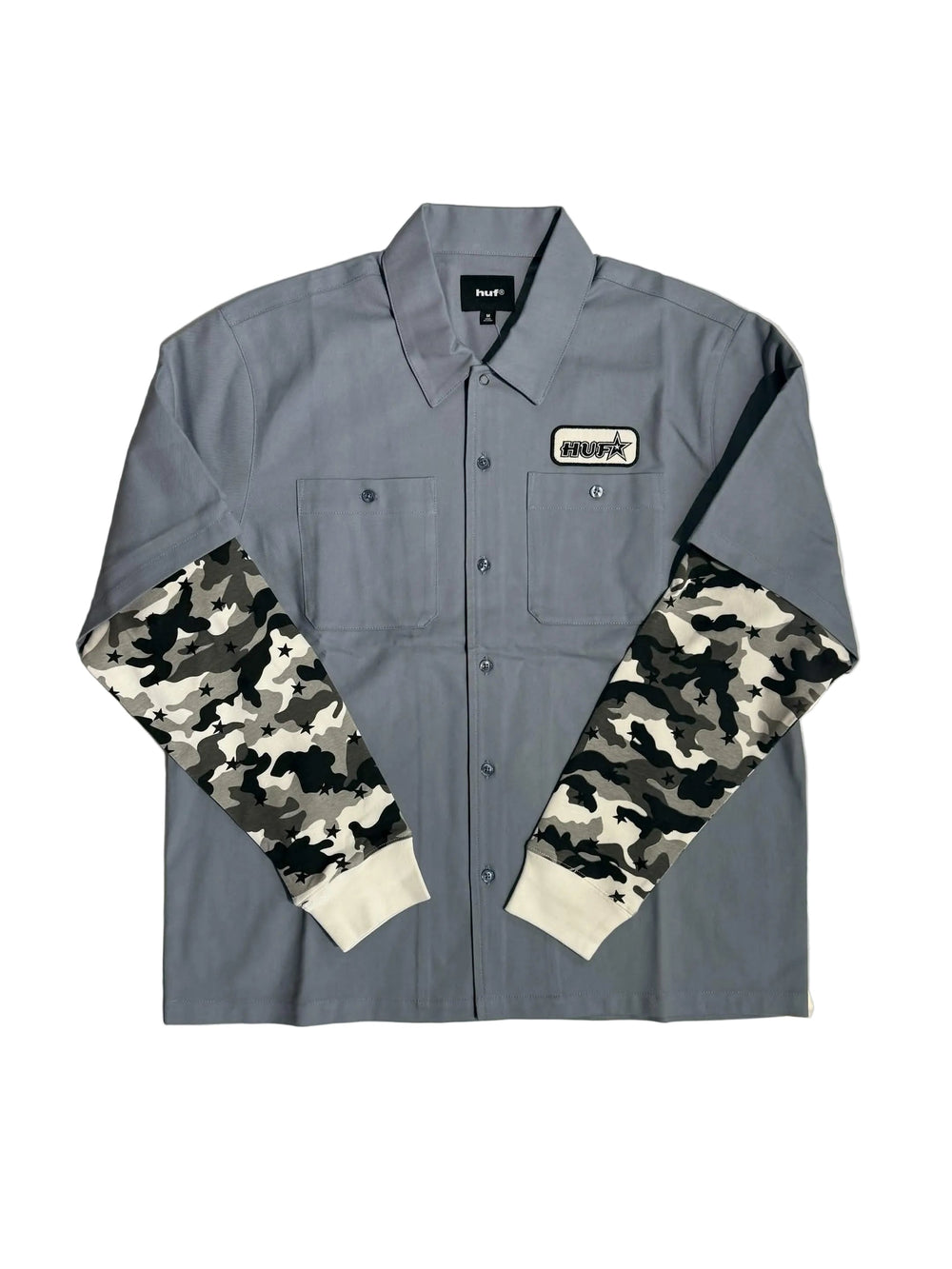 Chemise de travail à manches longues HUF 'Shadow' - Camouflage d'hiver/Bleu