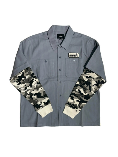 HUF 'Shadow' L/S Work Shirt - Blue/Winter Camo