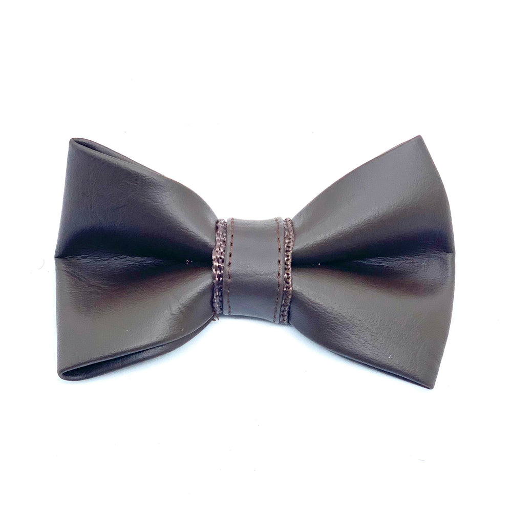 Nœud papillon en cuir marron grizzly