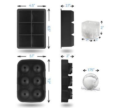 2 in 1 Pack Large Silicone Ice Cube Tray Mold