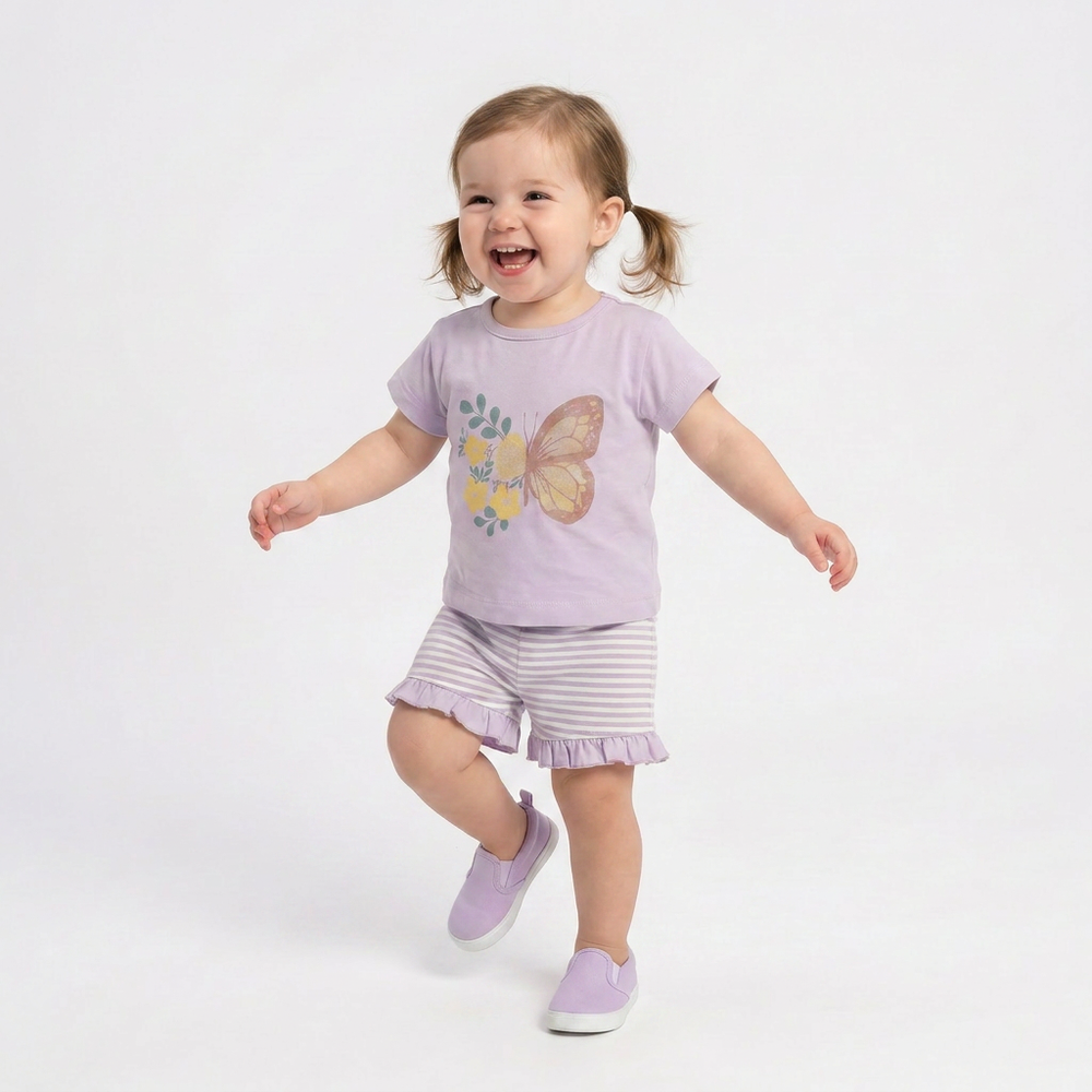 Ensemble short bébé papillon Nature