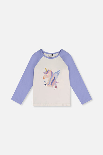 Raglan Organic Cotton T-Shirt Violet And Off-White