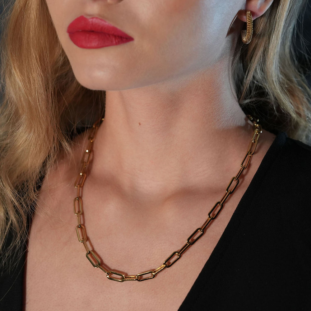 BAYSWATER 22" : Collier à maillons trombone or contemporain