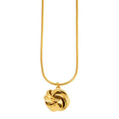 JASPUR : Collier à maille serpent avec pendentif nœud d'amour en or