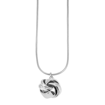 Style JASPUR : Collier à chaîne serpent avec pendentif nœud d'amour en or blanc (ton argenté)