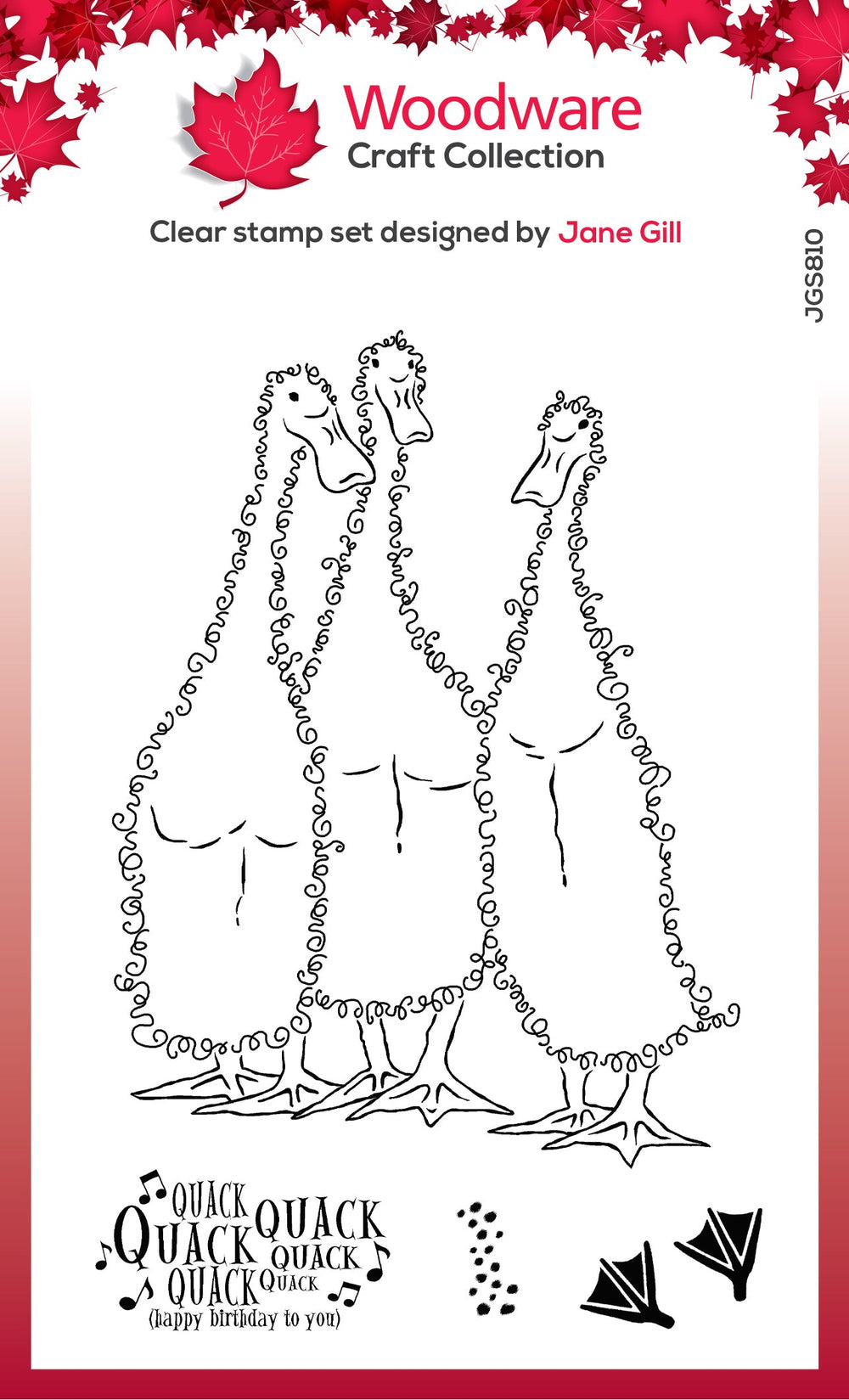 Tampon Woodware Clear Singles Fuzzie Friends Morris, James & Bill the Ducks 10,16 cm x 15,24 cm