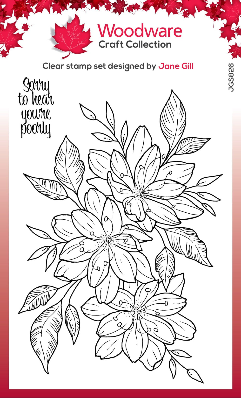Woodware Clear Singles Clematis Trio 4 in x 6 in Stamp — Ecstasy Crafts
