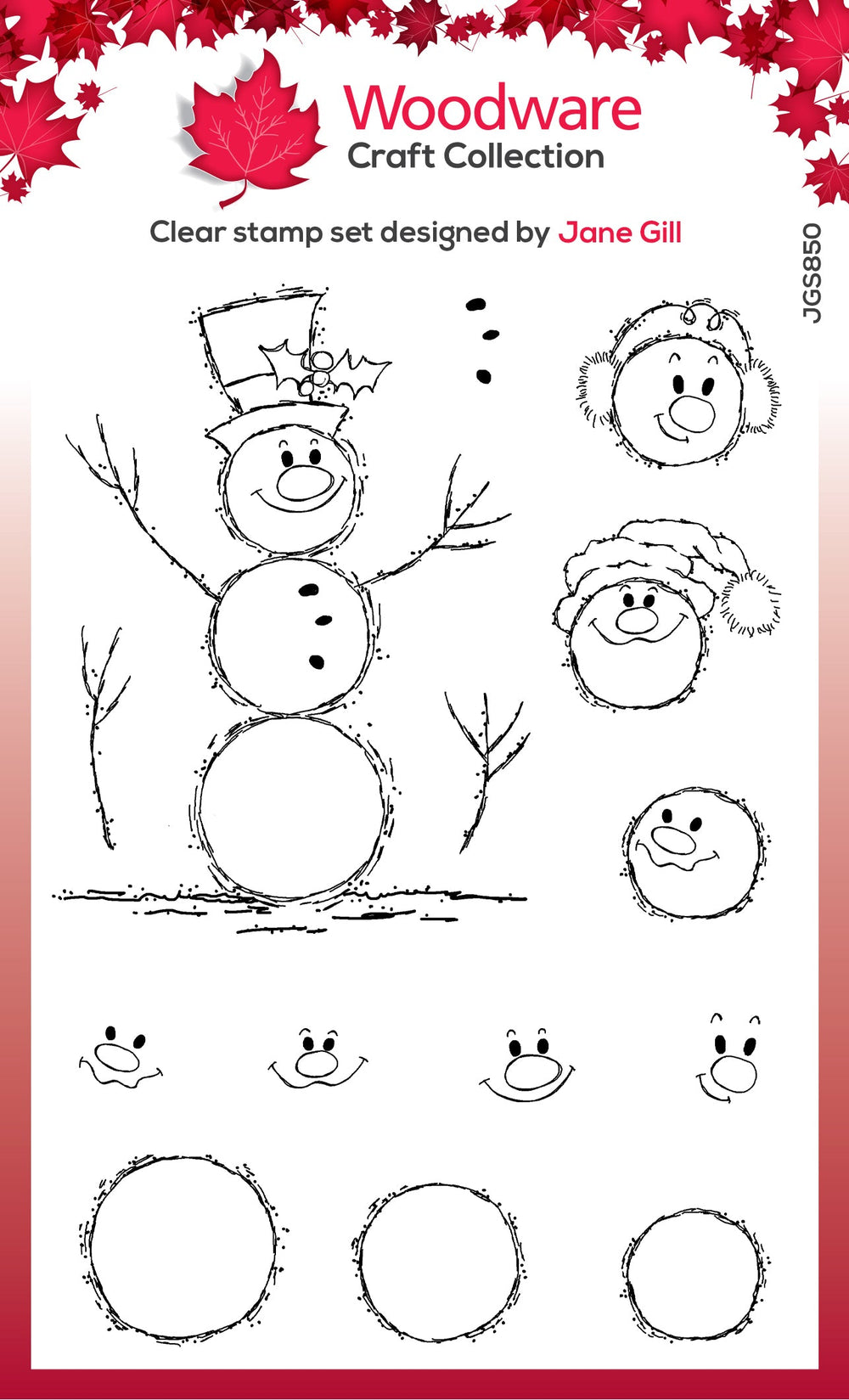 Woodware Clear Singles Bubble Snowmen 4 in x 6 in Stamp Set — Ecstasy Crafts