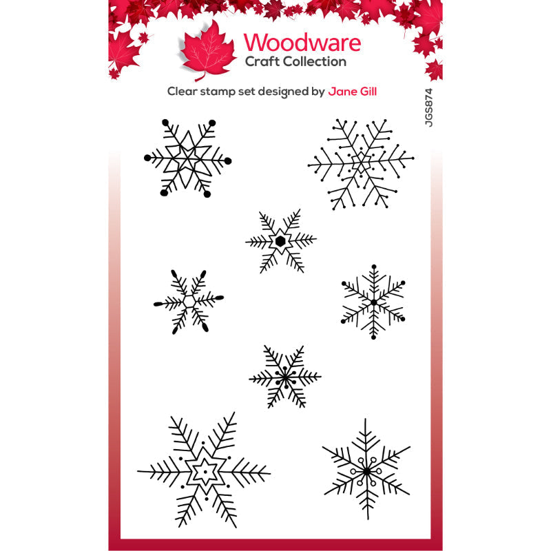 Woodware Clear Singles Boules à peindre Flocons de neige 4 po x 6 po Jeu de tampons
