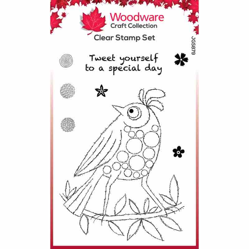 Woodware Clear Singles Bubble Birds Simone Ensemble de tampons 10 x 15 cm