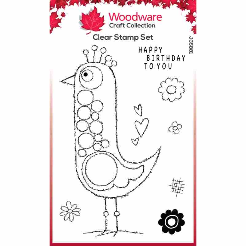 Woodware Clear Singles Bubble Birds Lina Jeu de tampons 4 po x 6 po